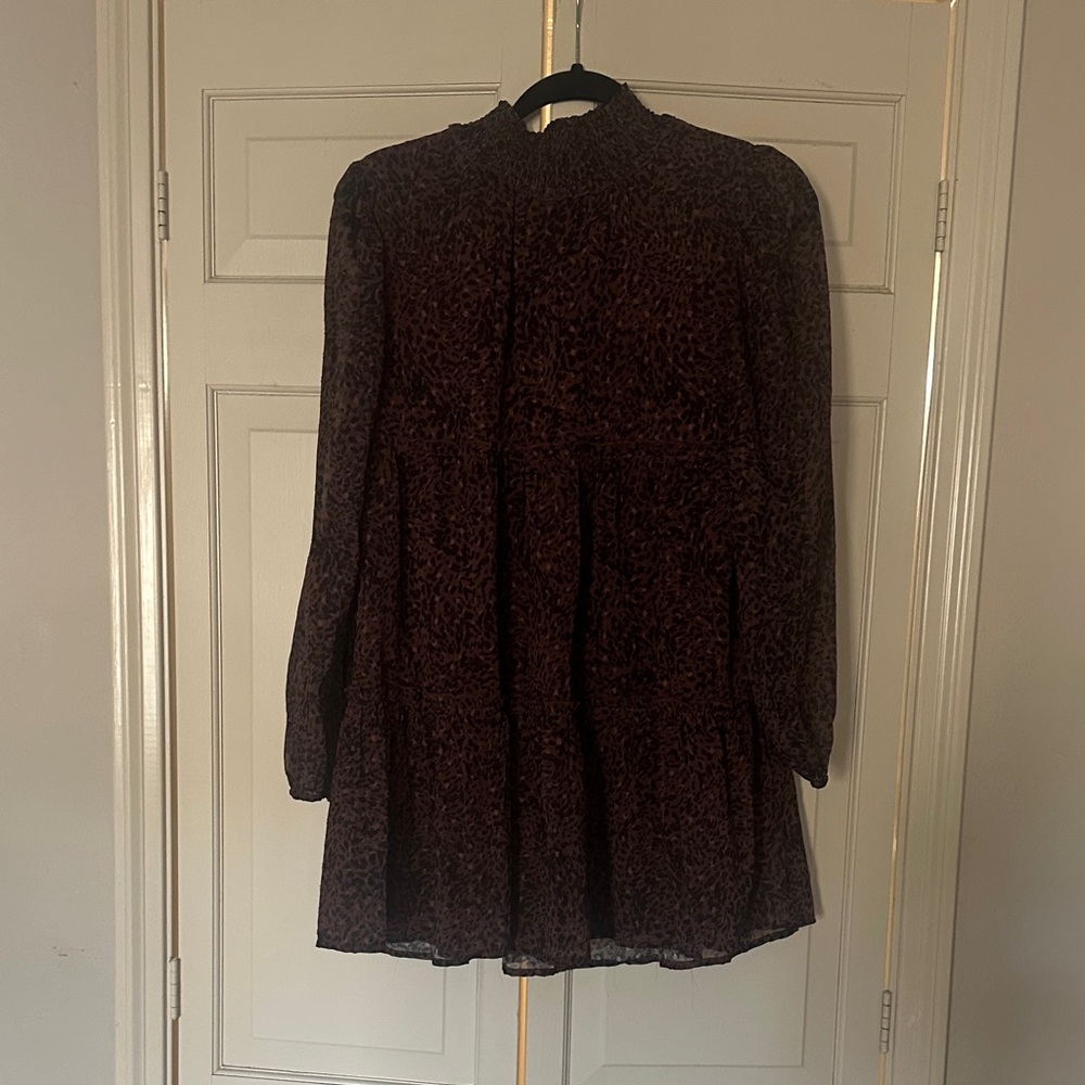 Forever 21 Animal Print Long Sleeve babydoll Dress